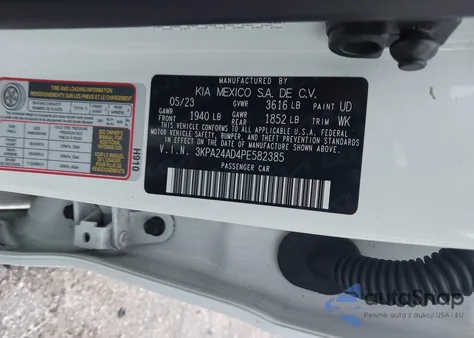 2023 Kia Rio S из США, поврежденный, VIN 3KPA24AD4PE582385